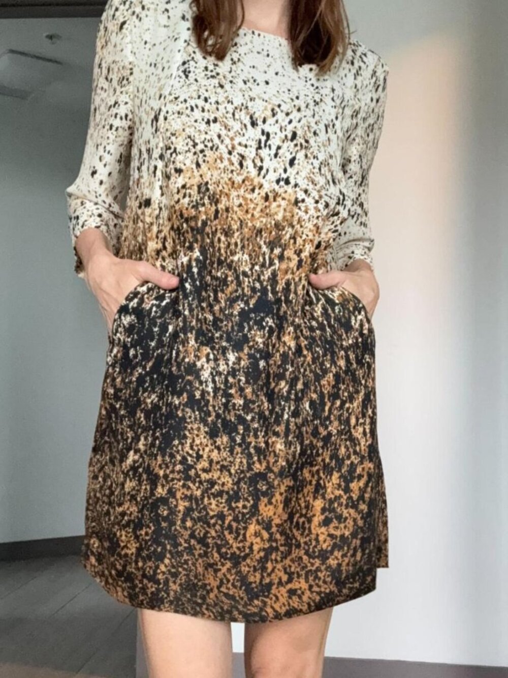 Zara Sheer Abstract Print Dress – Earthy Tones 🤎🖤